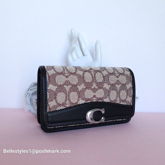 COACH Bandit Signature Jacquard & Glovetanned Leather BELT Bag-Cocoa Black⭐ - Picture 4 of 16